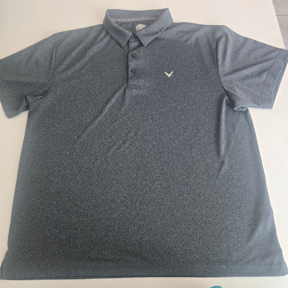 Callaway Opti-Dri Mens XL Charcoal Grey Textured Golf Polo Shirt CGKFF0X5